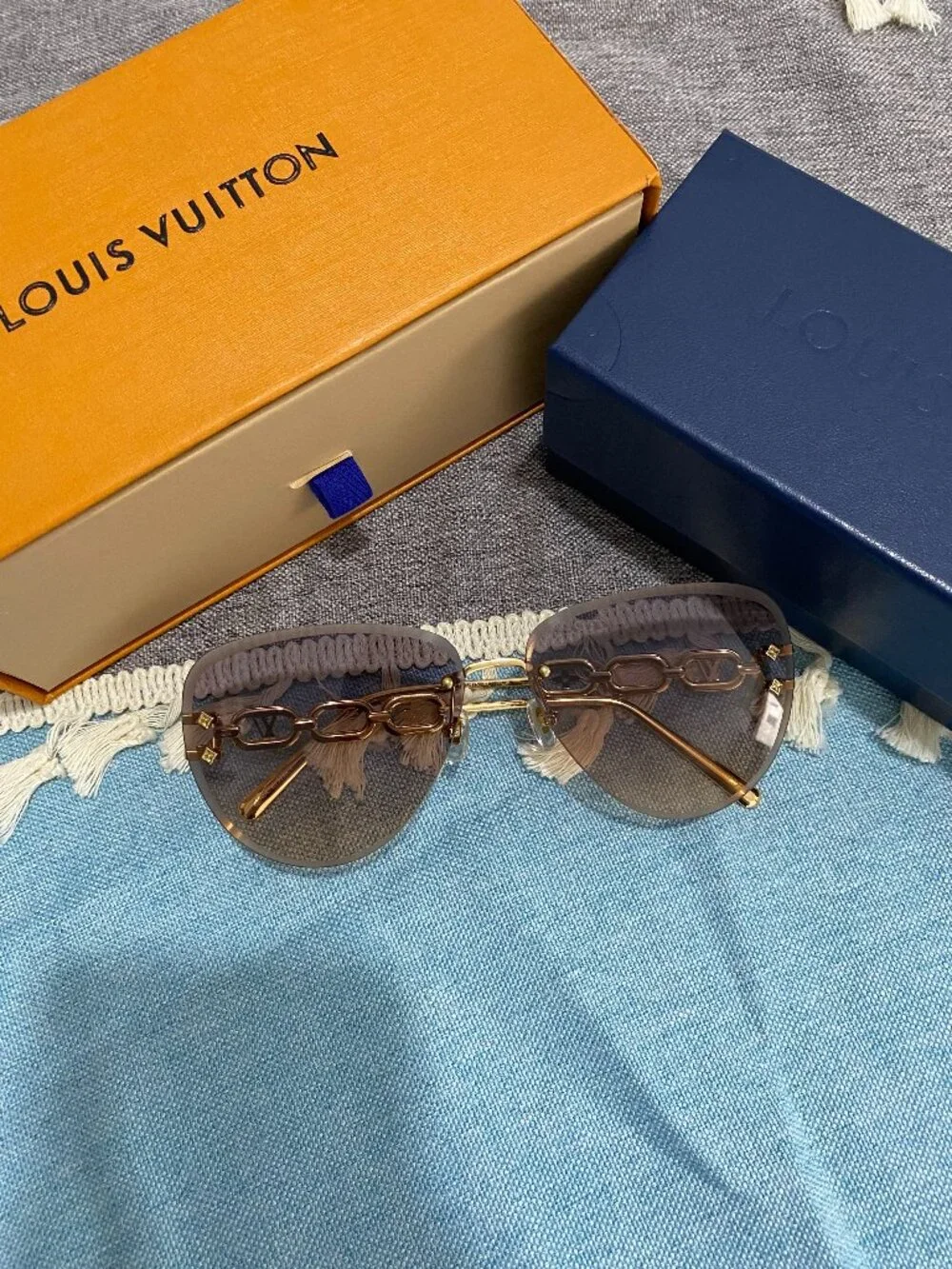 Louis Vuitton Rimless Cat-Eye Chain Sunglasses